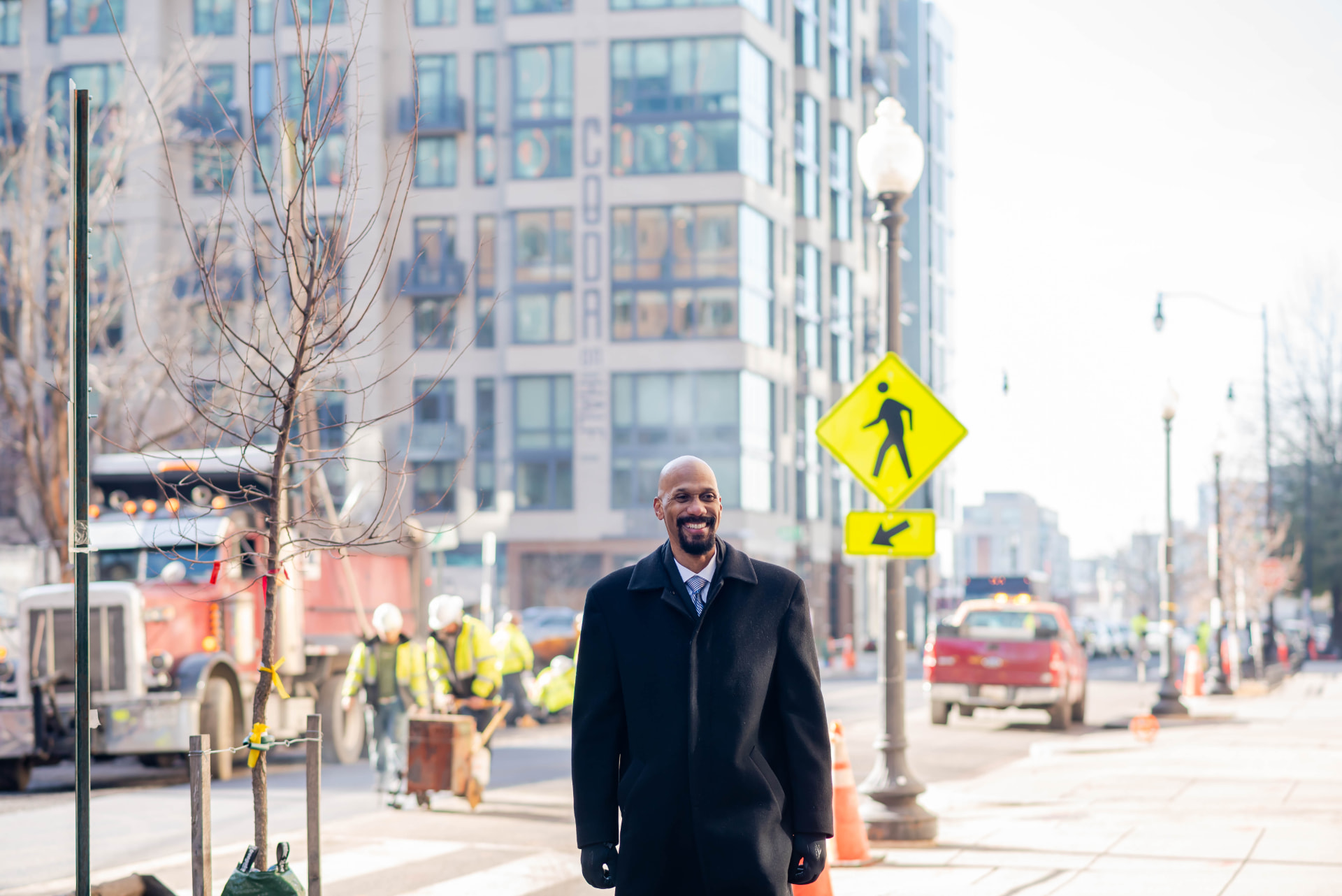 Political candidate photographed on the street